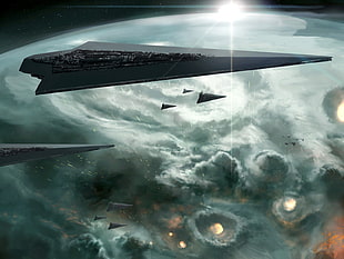 black spaceships, space, Star Wars