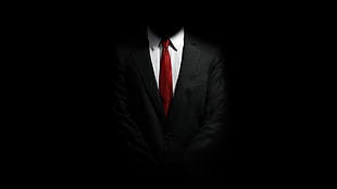 man wearing black suit and red necktie HD wallpaper