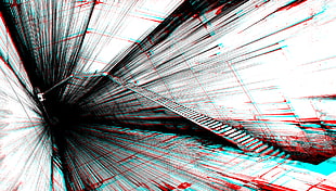 anaglyph 3D, stairs, hallway HD wallpaper
