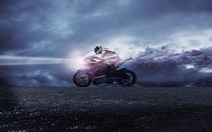 red sports bike, motorcycle, motion blur HD wallpaper