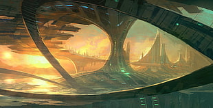 buildings digital artwork wallpaper, science fiction, futuristic, futuristic city