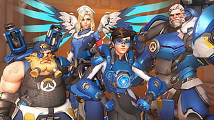 four Overwatch characters HD wallpaper