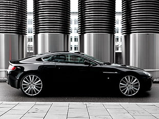 black coupe on concrete road at daytime HD wallpaper