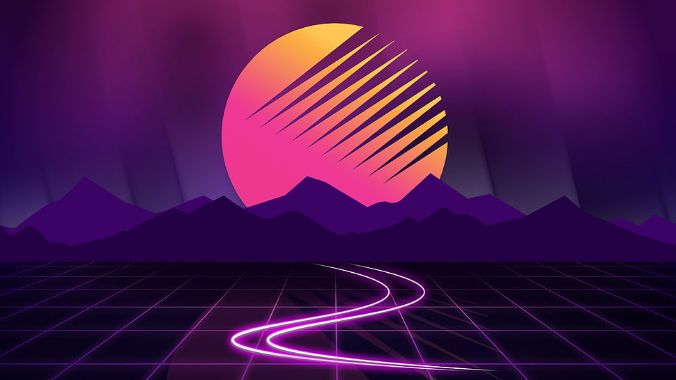 white and pink LED light, Retrowave,  retrowave, vaporwave, purple HD wallpaper