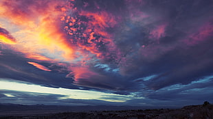 gray and orange clouds, landscape, clouds, sky