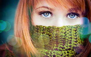 women's green scarf HD wallpaper