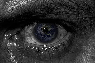 grayscale photo of person's eye HD wallpaper