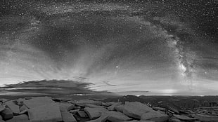 gray rocks, Milky Way, space