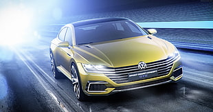 yellow Volkswagen concept car HD wallpaper