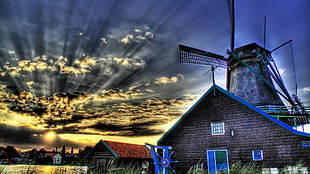 gray Windmill digital wallpaper HD wallpaper
