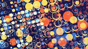 blue, yellow, and orange digital wallpaper, fractal, pastel, abstract, artwork HD wallpaper