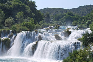 waterfalls photo during blue sky