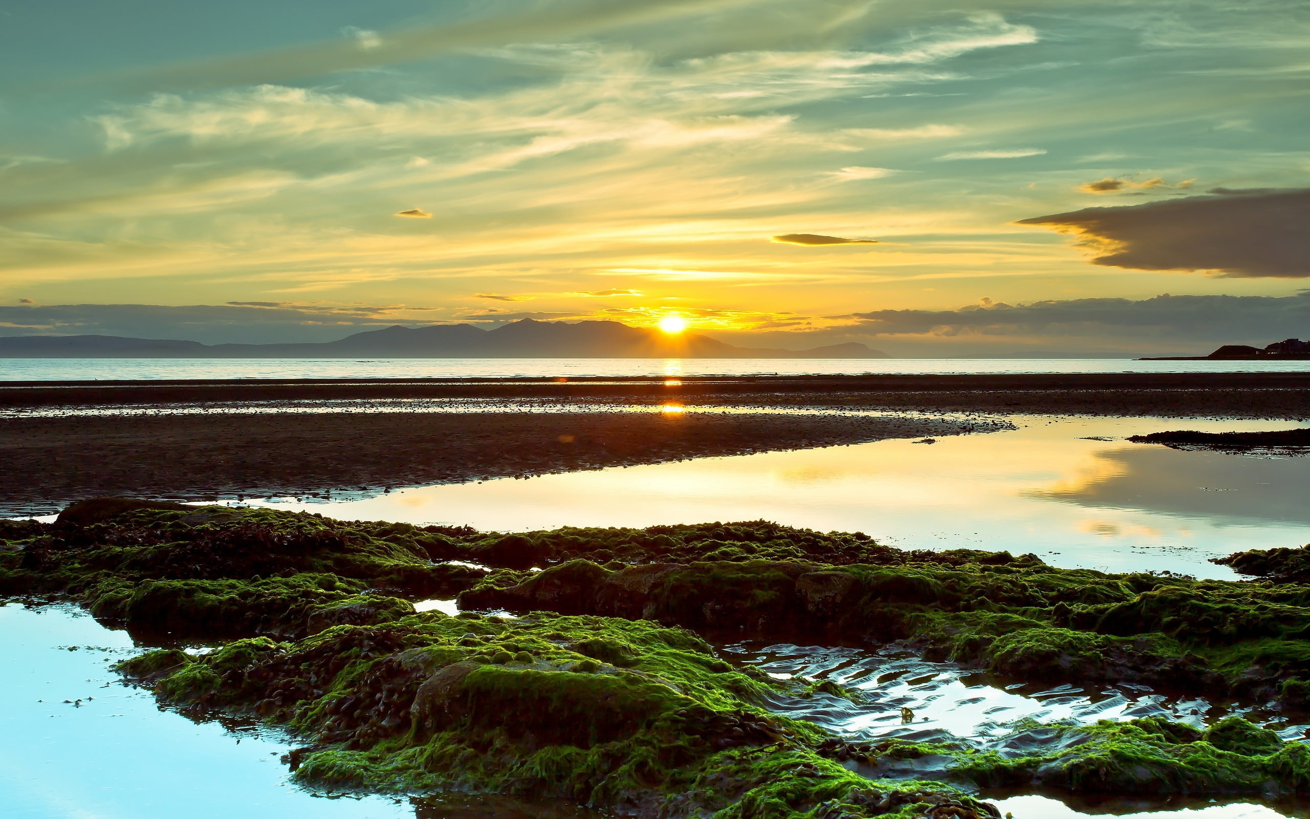 calm body of water sunset photography