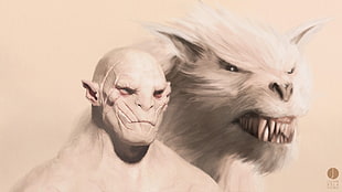 devil and white wolf, The Hobbit, Azog the Defiler, movies HD wallpaper