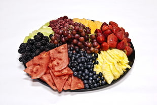 assorted fruits on plate HD wallpaper