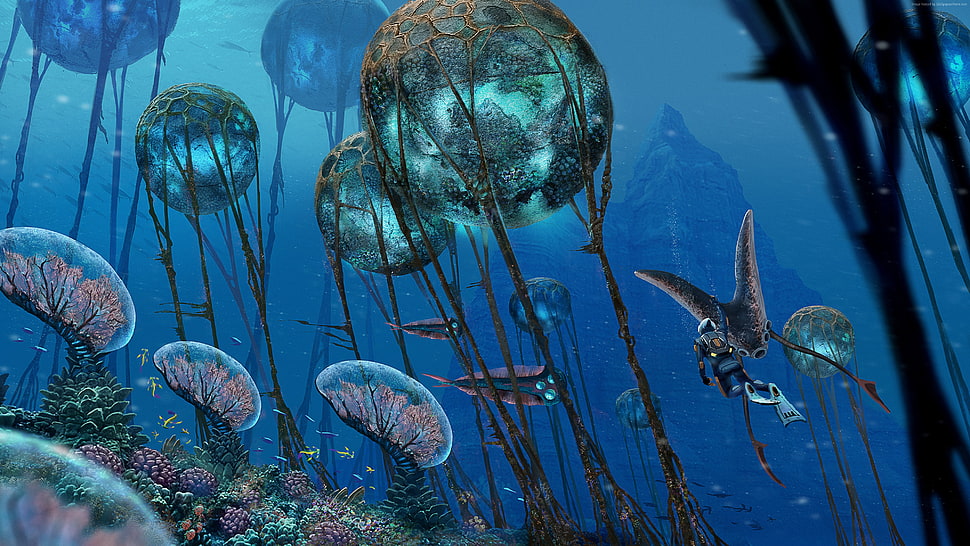 Subnautica digital wallpaper, Subnautica, screenshot, underwater HD wallpaper