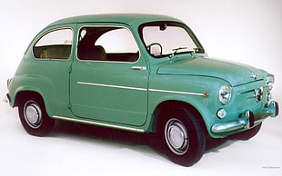 green and black classic coupe die-cast model, Fiat 600 HD wallpaper