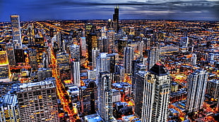 city skyline, cityscape, city, building, HDR