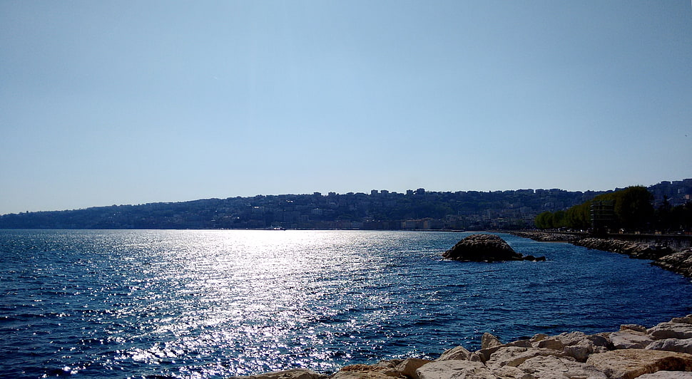 ocean under blue sky, Naples, Italy, spring, sea HD wallpaper