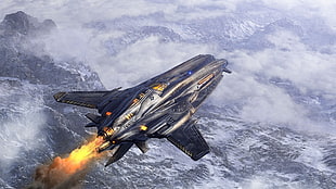 black jet video game wallpaper, aircraft, military, airplane, war HD wallpaper