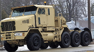 beige semi-truck unit, car, vehicle, Truck, military HD wallpaper