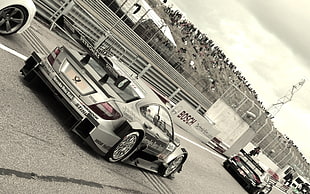 silver racing car HD wallpaper