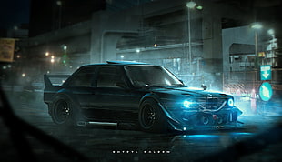 blue BMW E30 digital wallpaper, Khyzyl Saleem, car, BMW M3 E30, render HD wallpaper