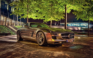 grey Mercedes-Benz coupe, vehicle, Mercedes-Benz, Mercedes-Benz SLR HD wallpaper