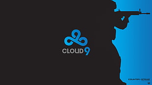 black and blue text print, Cloud9, Shroud, minimalism, soldier