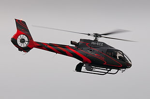 black and red helicopter HD wallpaper