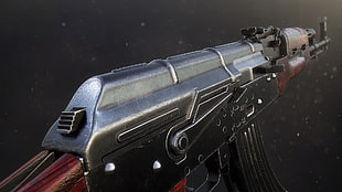 black and brown assault rifle, AKM, gun, 3D, fingerprints HD wallpaper
