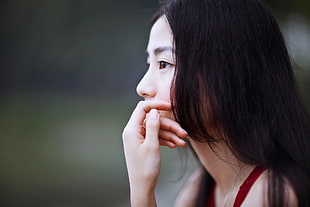 women's black long hair