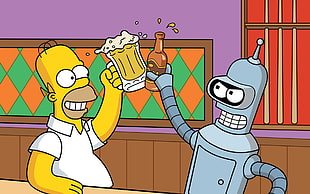 Bart Simpsons, Futurama, cartoon, Bender, The Simpsons