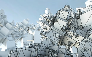 stacks of white cubes, abstract HD wallpaper