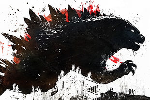 Godzilla digital wallpaper, Godzilla, Alex Cherry, artwork, paint splatter HD wallpaper