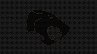 black and gray animal logo, logo, digital art, dark background, grid HD wallpaper