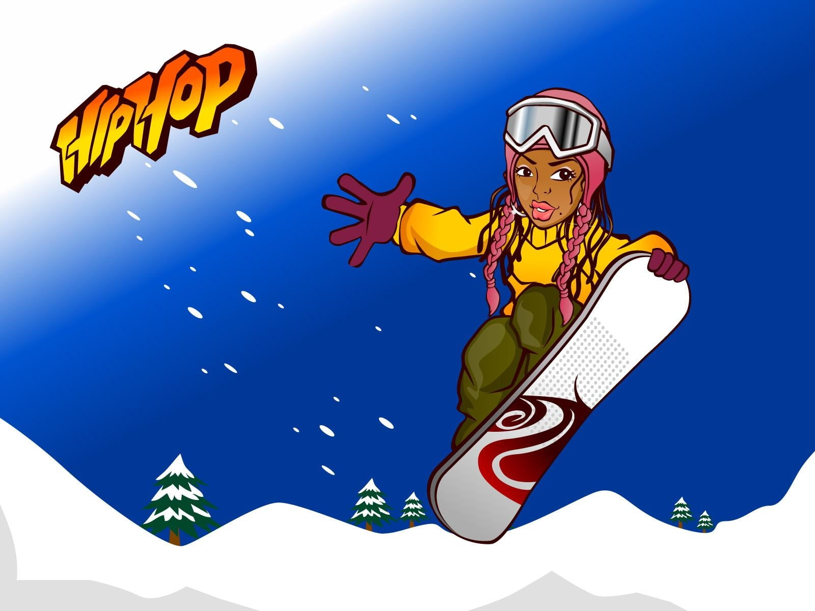 Hiphop woman on snowboard clip art HD wallpaper | Wallpaper Flare