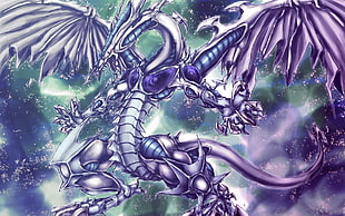 purple dragon illustration, anime, yugioh HD wallpaper
