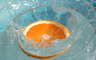 orange fruit slice, orange, liquid HD wallpaper