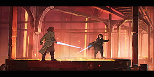 two male holding swords wallpaper, artwork, Star Wars, science fiction, Obi-Wan Kenobi HD wallpaper