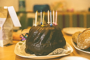 chocolate cake with candles