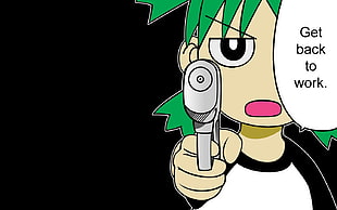 man holding pistol illustration, motivational, anime, Yotsubato HD wallpaper