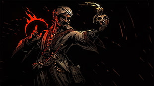 black and white skull painting, Darkest Dungeon, video games, dark, Occultist HD wallpaper