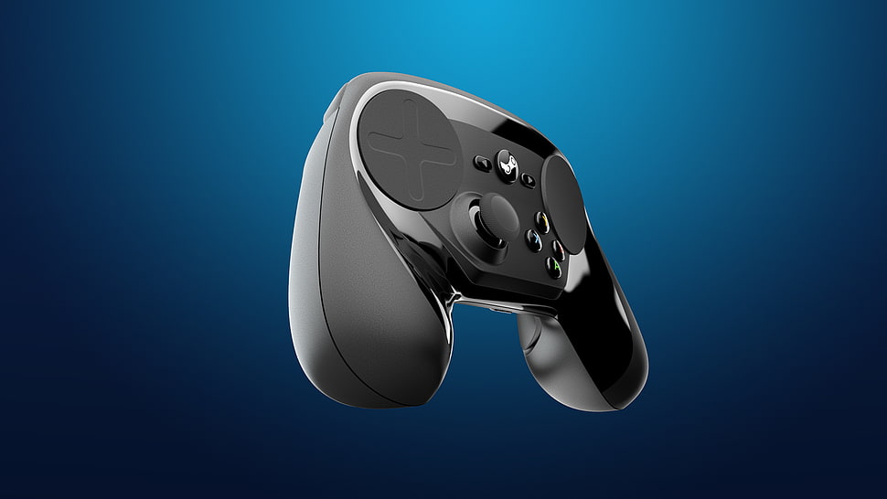 black Steam wireless controller HD wallpaper