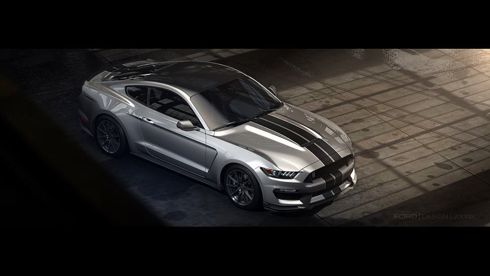 silver Ford Mustang coupe, car, Ford Mustang Shelby, Shelby GT 350 HD wallpaper