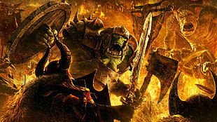 green troll in armor wallpaper, artwork, Warhammer HD wallpaper