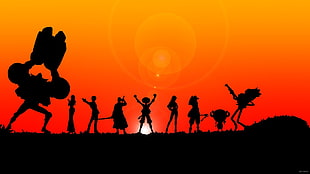 silhouette of persons during golden hour HD wallpaper