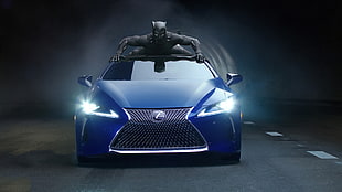 blue Lexus car, Black Panther, Lexus LC 500, HD