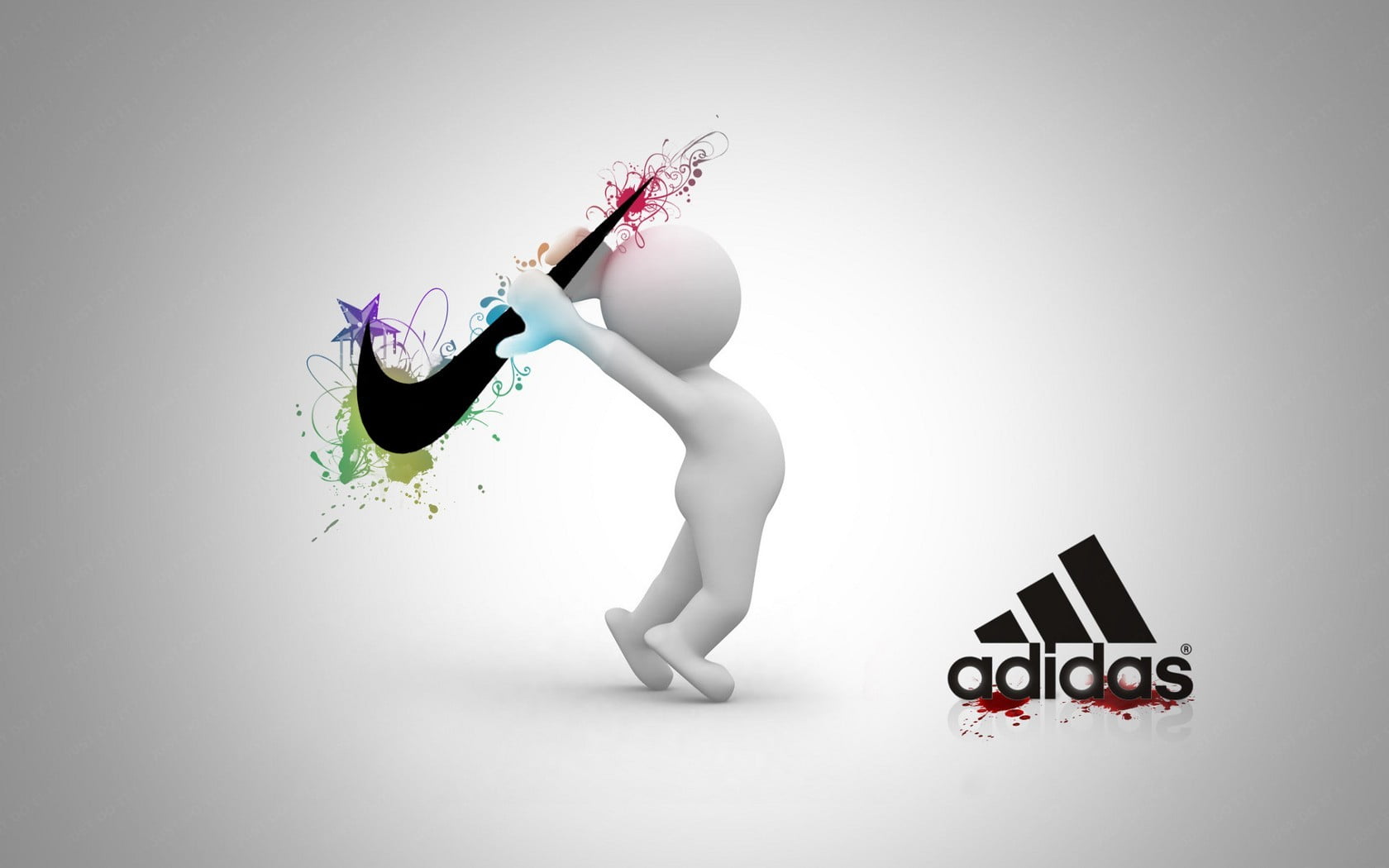 Man throwing Nike Swoosh at Adidas logo illustration, Adidas, white HD  wallpaper | Wallpaper Flare