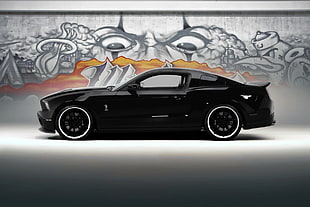 black coupe, car, muscle cars, Ford Mustang GT HD wallpaper